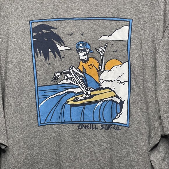 ONeill Skull Graphic Tee Gray XX-Large Standard Fit Cotton Blend Mens Casual Sur - Picture 5 of 6